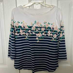 Women’s Floral/Stripes 3/4 Sleeved Cotton Shirt